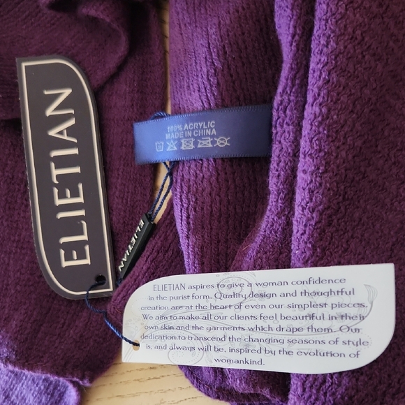 Elietian Chic Purple Women's Sweater Shawl Cape NEW! - Picture 4 of 5
